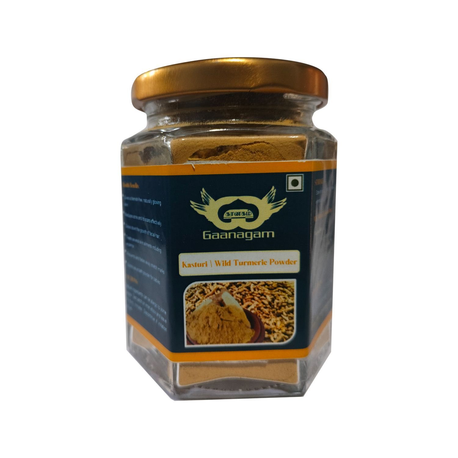 Gaanagam Wild Turmeric Powder | Kasturi Turmeric / Kasturi Haldi | Suitable for all Skin Type, Whitening Musk Turmeric Natural Face Care | No Chemicals, Preservatives and No Pesticides (100gram)