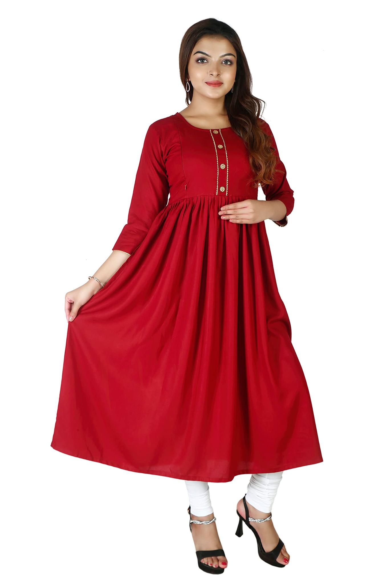 MAHIRA 'S COMFORT Maternity Gown: Stylish Rayon Feeding Kurti for Pregnancy and Breastfeeding