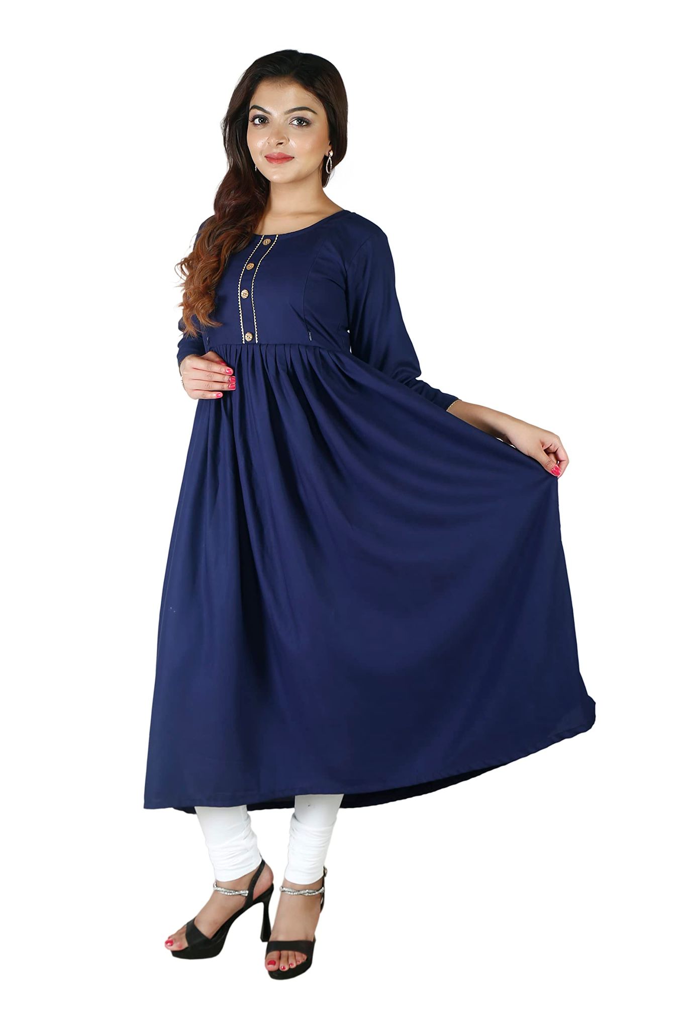 MAHIRA 'S COMFORT Maternity Gown: Stylish Rayon Feeding Kurti for Pregnancy and Breastfeeding