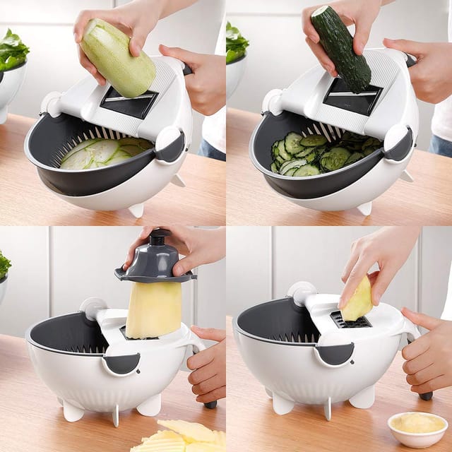 9-in-1 Multi-functional Rotate Vegetable Cutter Manual Slicer