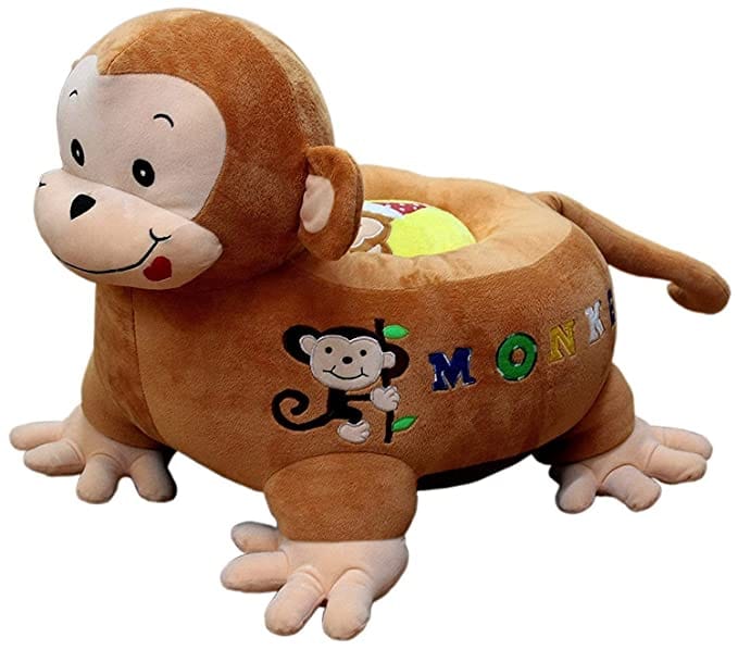 Soft Plush Cartoon Shape Cushion Baby Sofa Seat or Rocking Chair - Monkey (Brown)