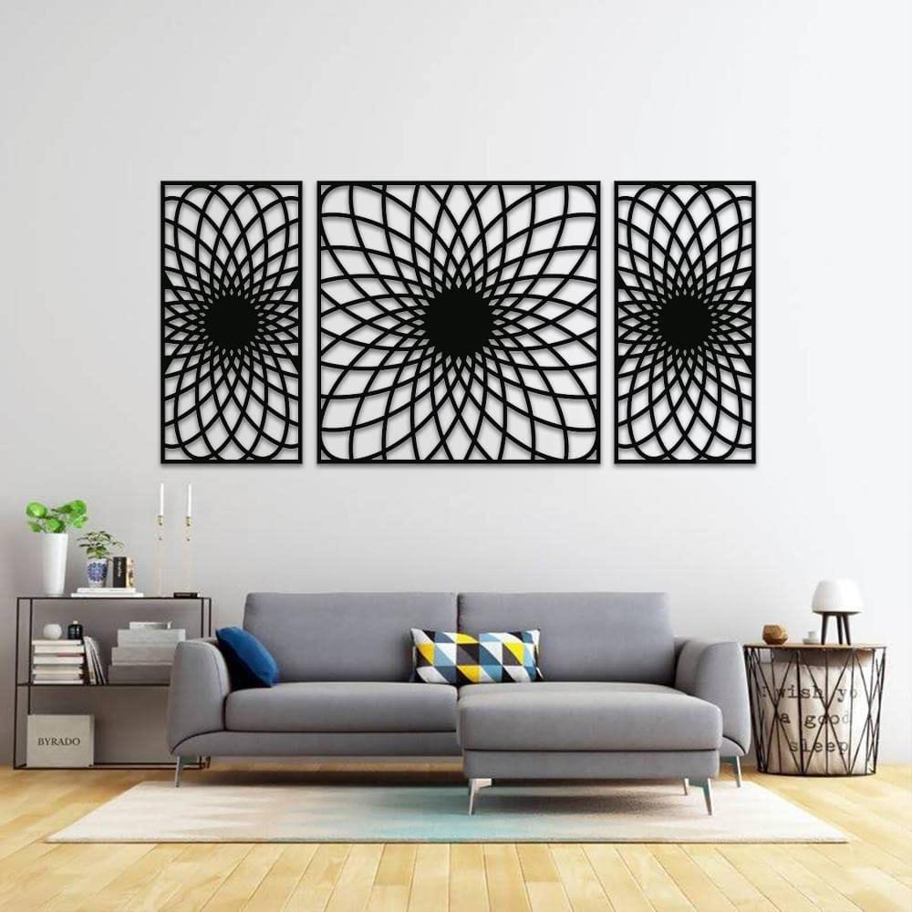 Dbeautify Unique Design MDF Wooden Modern Wall Art Hanging Set for Home & Office Decoration in Black Color