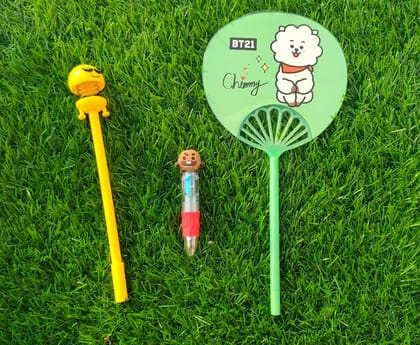 BTS Theme Pen Comboo of Fan,Smiley & Multicolour Pen