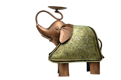 ISHARAA Home Decor Antique Metalic golden and copper Elephant Decorative Showpiece for Home Gift for Various Occasions