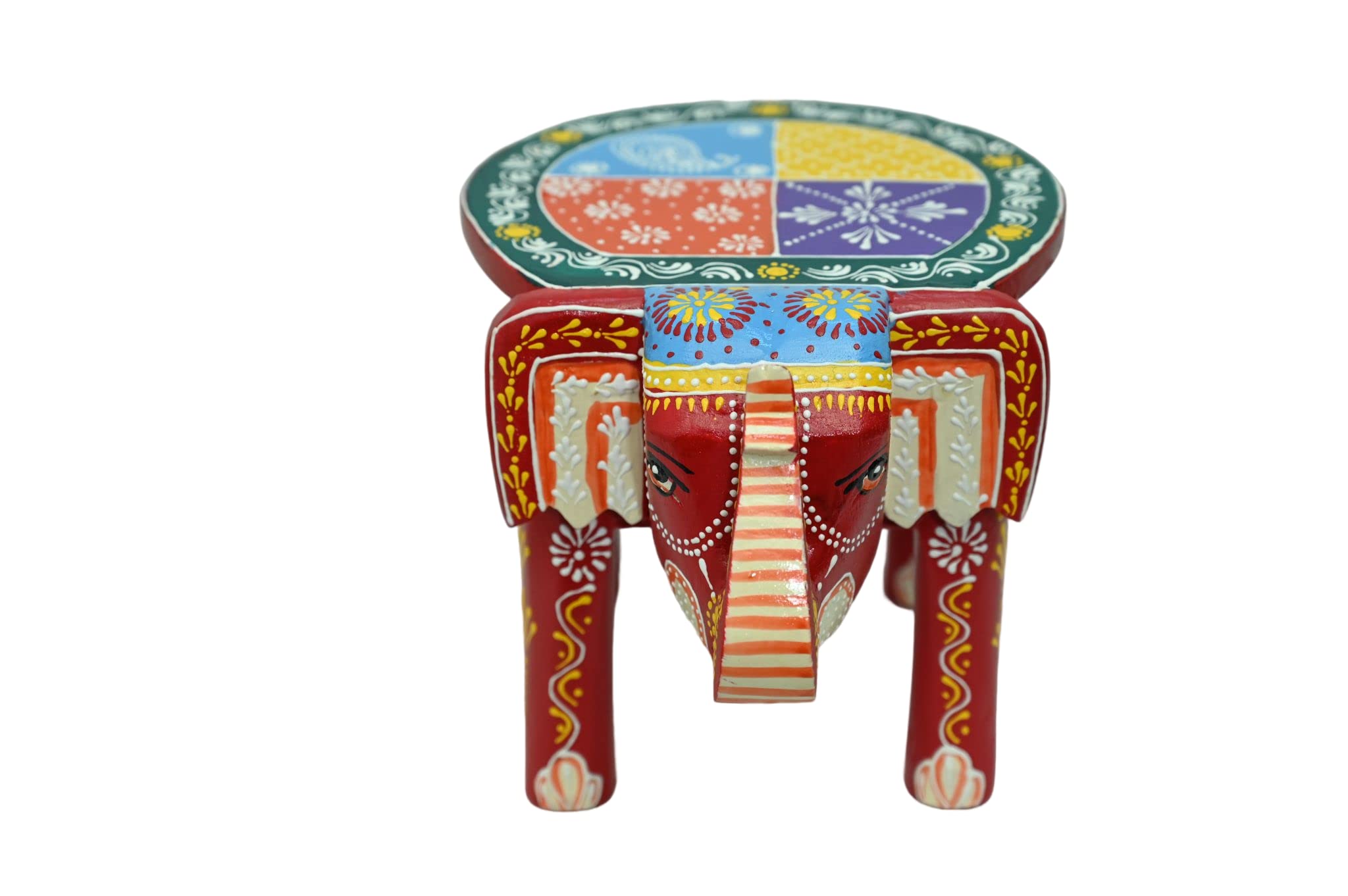 ISHARAA Home Decor Wooden Elephant Hand Painted by Jodhpuri Artisans (Small, Multicolor)