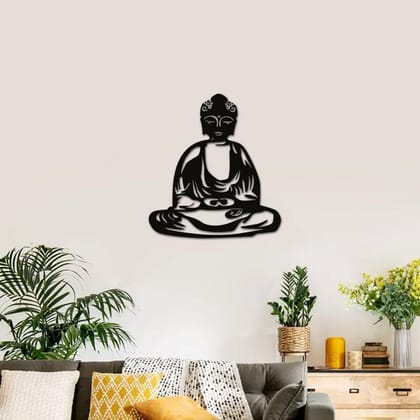 Dbeautify Gautam Buddha MDF Wooden Wall Hanging for Home Pooja Room & Office Decoration in Black Color Size 12 Inches