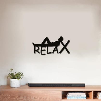 Dbeautify Relax Mode Design MDF Wooden Wall Hanging for Home Bedroom & Office Decoration in Black Color Size 12 Inches(DBWD-00362)