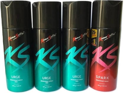 Kamasutra KS 3 URGE AND 1 SPARK ( SET OF 4) Deodorant Unisex 150 ml EACH