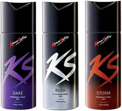 Kamasutra KS DARE,RUSH and STROM Deodorant For Men 150 each pack ml