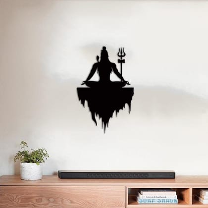 Dbeautify Lord Shiva Design MDF Wooden Wall Art Hanging for Home Pooja Room & Office Decoration in Black Color Size: 12 Inches