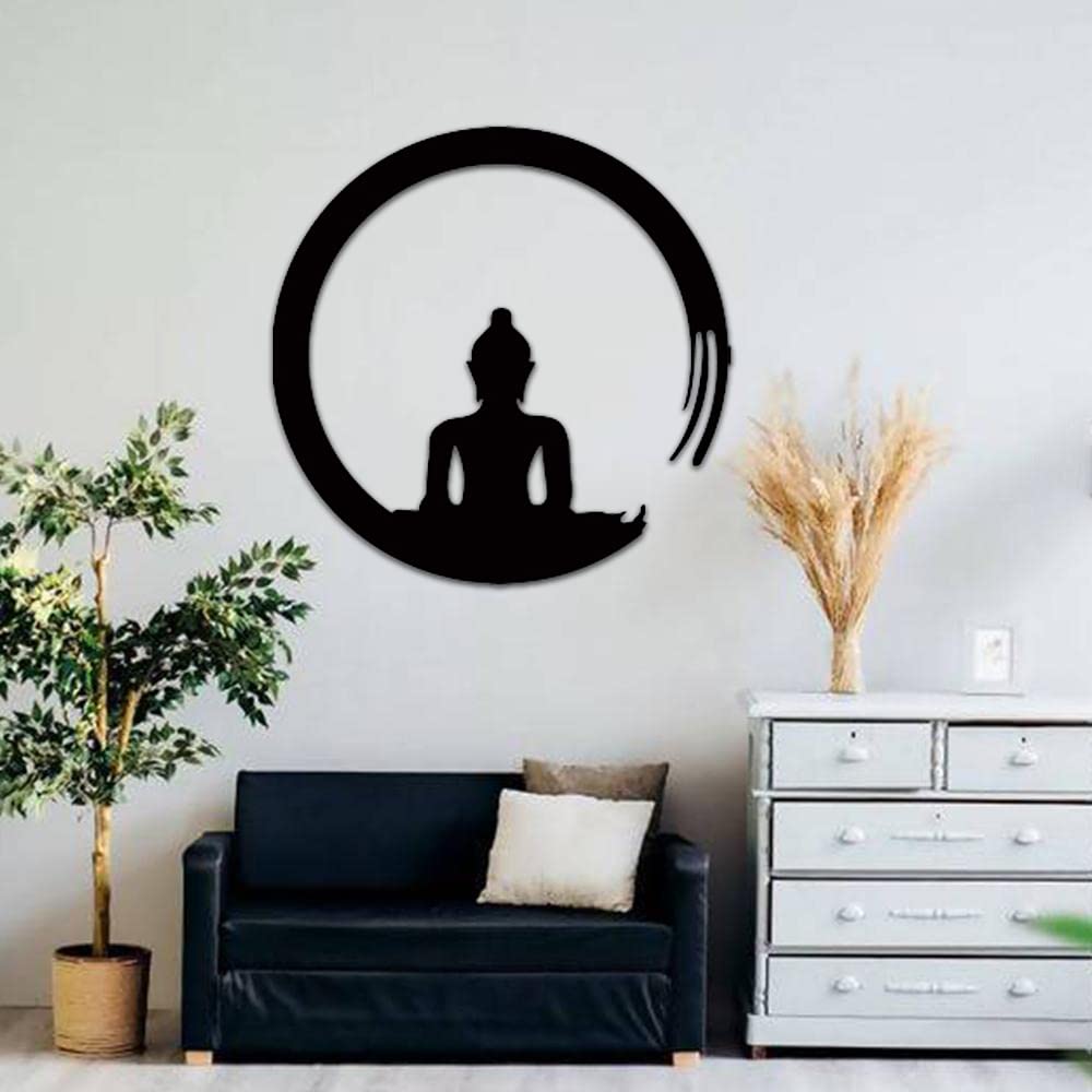 Dbeautify Gautam Buddha Design MDF Wooden Wall Hanging for Home Pooja Room & Office Decoration in Black Color Size: 12x12 Inches