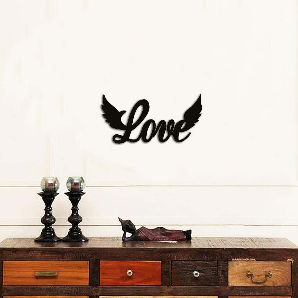 Dbeautify Love Bird Design MDF Wooden Modern Wall Art Hanging for Bedroom Decoration in Black Color Size 12 Inches