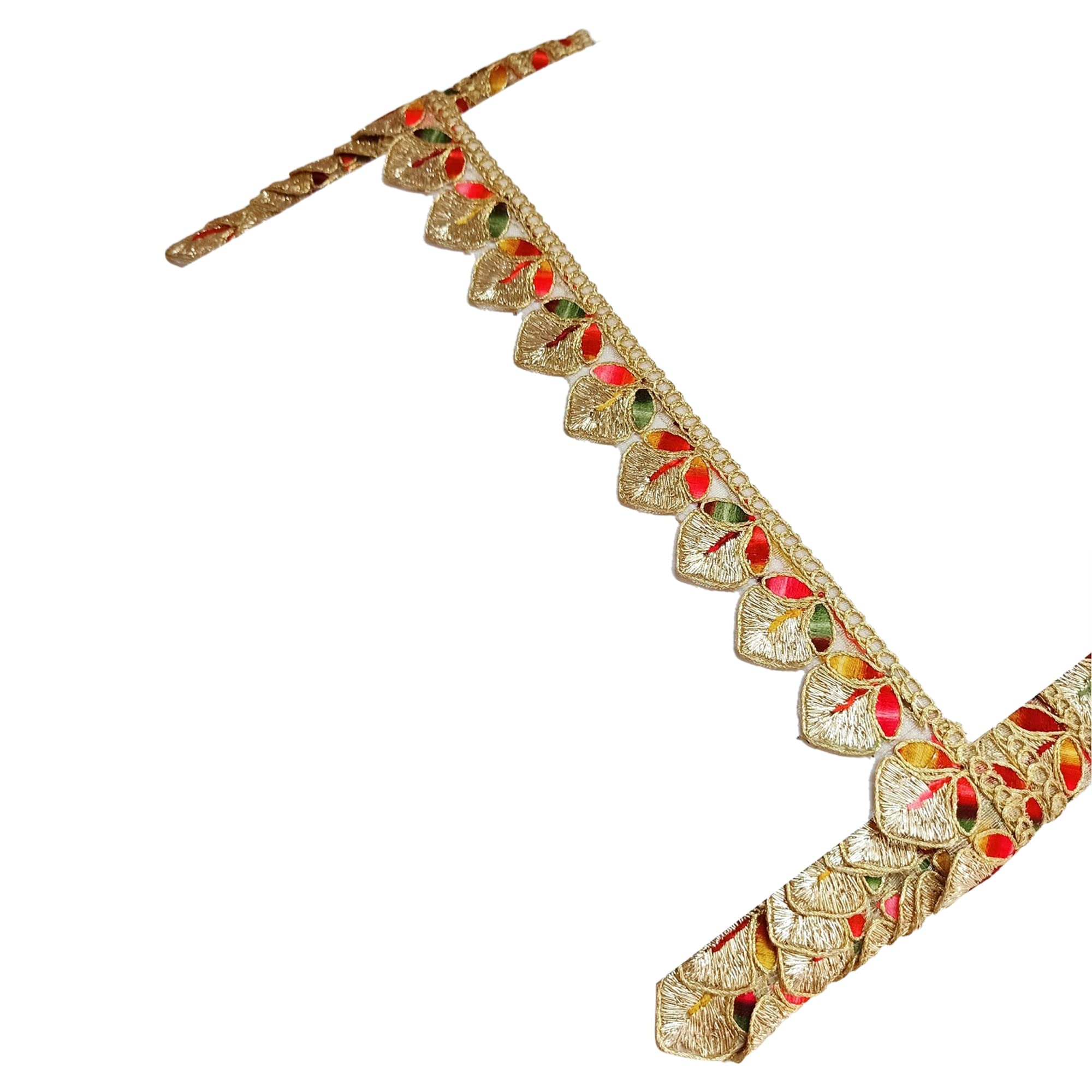 DIARA Golden katdana tussel hanging lace border for Dresses, Lehenga, Saree,  Border Material, Dupatta, Gowns Designing, Craft & Art Decoration , Suits,  Blouses, Dupatta, Chunri and Craft (Free 1 Flower Patch) 2