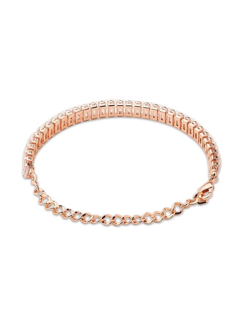 Rose Gold Plated White Stone American Diamond Bangles BD616 - PINK PITCH -  3904762