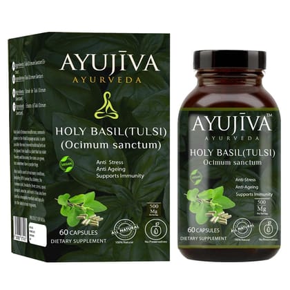 AYUJIVA Holy Tulsi (Basil/Ocimum Sanctum) 60 Veg CAPS�