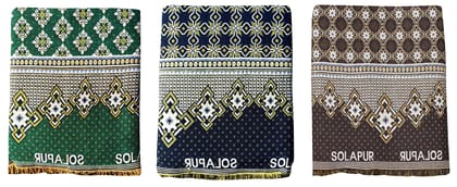 Mandhania MayurPankh Solapuri Chaddars 100% Cotton Dailyuse Single Bed Blanket Pack of 3 - Multicolor