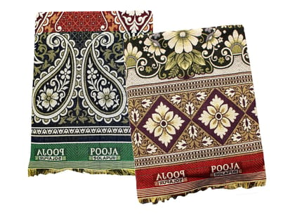 Mandhania Pooja Solapuri Chaddars 100% Cotton Dailyuse Double Bed Blanket Pack of 2 - Multicolor