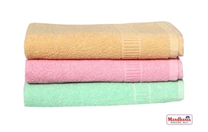 Mandhania Lily Crape Cotton Bath Towels Pack of 3 Multicolor (145cm x 70cm)