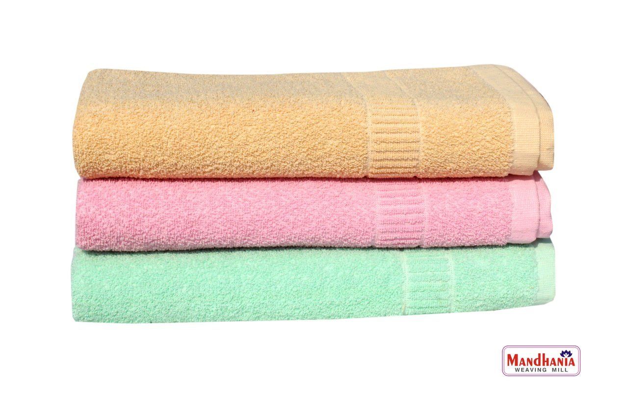 Mandhania Lily Crape Cotton Bath Towels Pack of 3 Multicolor (145cm x 70cm)