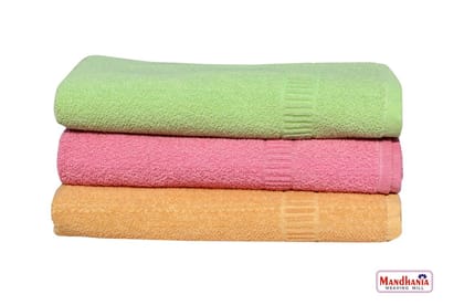 Mandhania Lily Crape Cotton Bath Towels Pack of 3 Multicolor (145cm x 70cm)