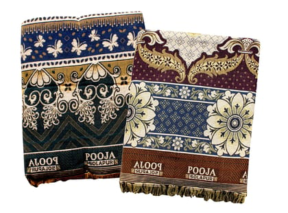 Mandhania Pooja Solapuri Chaddars 100% Cotton Dailyuse Double Bed Blanket Pack of 2 - Multicolor