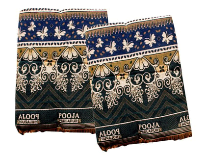 Mandhania Pooja Solapuri Chaddars 100% Cotton Dailyuse Double Bed Blanket Pack of 2 - Multicolor