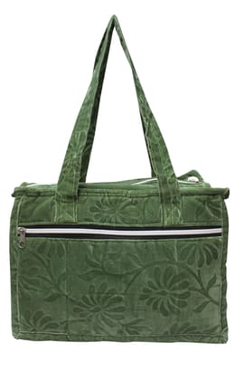 Mandhania Eco Friendly Velvet Shoulder Bag for Women Green