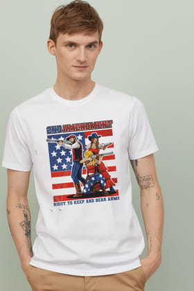 Men' s White Printed T-Shirt