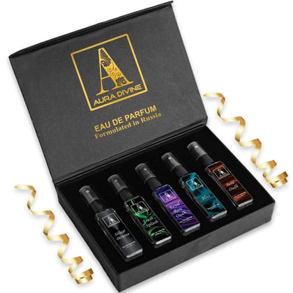 Aura Divine EDP Supreme Quality Perfume for Men & Women, Intimate moment enhancer, Long Lasting Scent, Travel friendly, Best Gift Option, (5x10ml) 50ml
