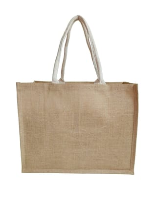 DIVYANA Multipurpose Jute Bag for Shopping, Beach, and Picnic with Durable Handles Etc, Beige, Medium, Pack of 2 Pc