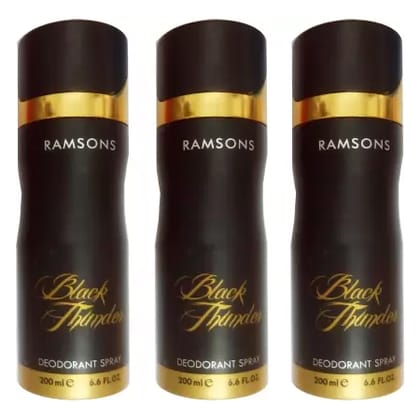 3 RAMSONS BLACK THUNDER DEODORANT SPRAY 200 ML