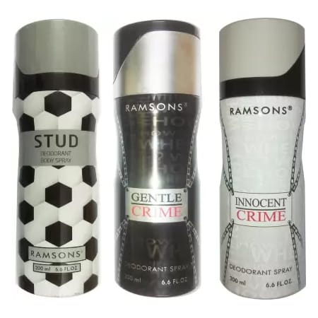 1 RAMSONS GENTLE CRIME DEODORANT 200 ML+1 RAMSONS INNOCENT CRIME DEODORANT 200 ML+1 RAMSONS STUD DEODORANT 200 ML