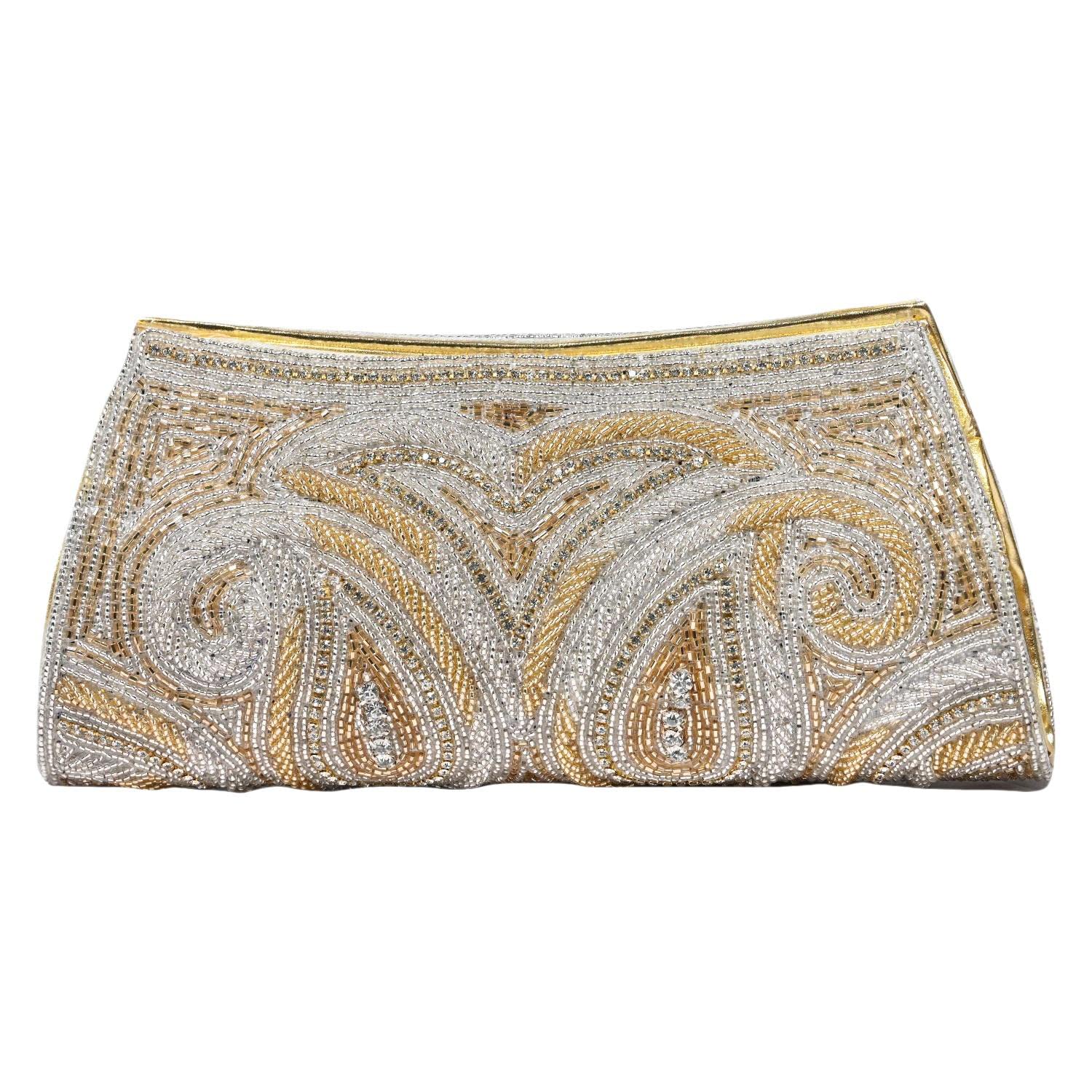 FALAH HANDICRAFTS SOCIETY FHS Stylish Golden and Silver Clutch for Weeding Occasion, Party Occasion