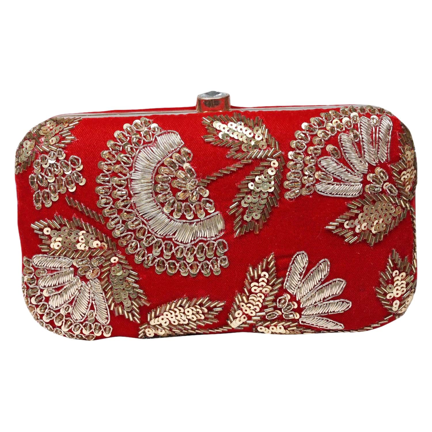 FALAH HANDICRAFTS SOCIETY FHS Red Ethnic Party Wear Clutch