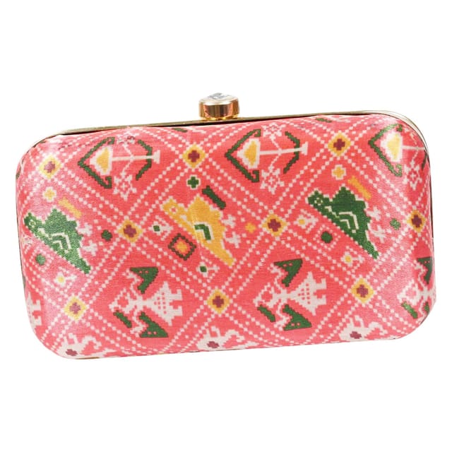 Block Print Golden Hand Clutch Bag - Silo | ichcha