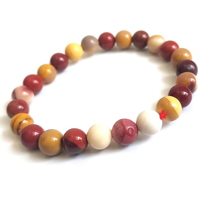 KITREE ENERGISED NATURAL MOOKITE JASPER CRYSTAL BRACELET 8MM ROUND FOR UNISEX (MULTI COLR)