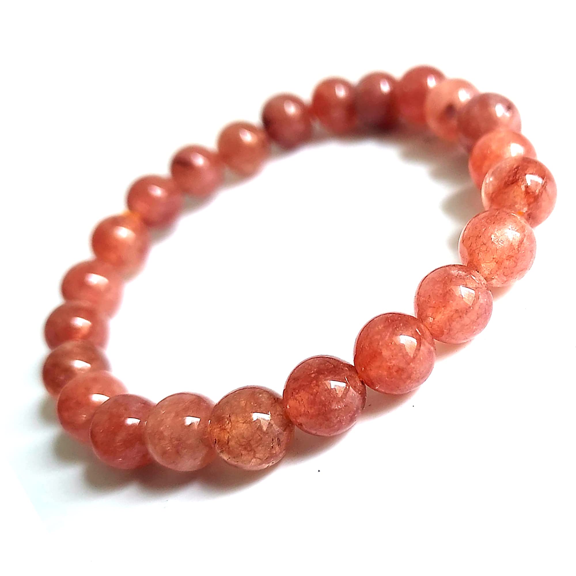 KITREE NATURAL SUNSTONE CRYSTAL BRACLET 8MM ROUND FOR UNISEX(COLOR MULTI)