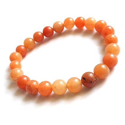 KITREE ENERGISED NATURAL RED CARNELIAN CRYSTAL REIKI HEALING FENG -SHUI STYLISH BRACELET 8MM ROUND FOR MENS AND WOMEN (COLOR RED)