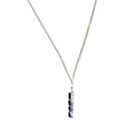 NATURAL LAPIS LAZULI CRYSTAL PENCIL PENDENT WITH CHAIN FOR UNISEX 5 CM APPROX. (COLOR BLUE)