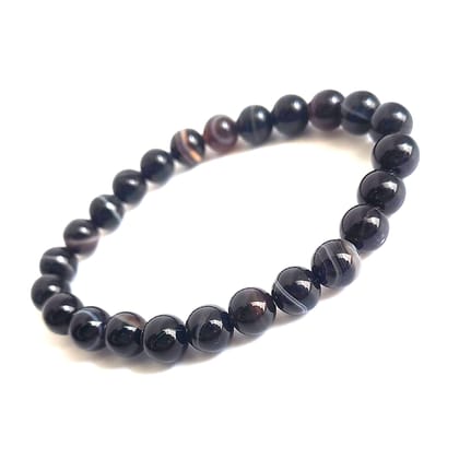 KITREE NATURAL SULEMANI HAKIK BRACELET 8MM ROUND FOR UNISEX (BLACK COLOR)