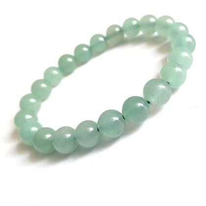 KITREE NATURAL GREEN AVENTURINE CRYSTAL BRACELET 8MM ROUND FOR UNISEX (COLOR LIGHT GREEN)