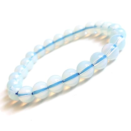 KITREE NATURAL OPALITE CRYSTAL BRACELET 8MM ROUNDFOR UNISEX (COLOR OFF WHITE)