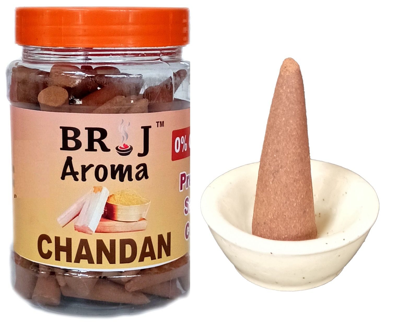 Brij Aroma Madhuvan Dhoop Cones 200 Grams With Stand | Made In Vrindavan | Approx 100 Cones