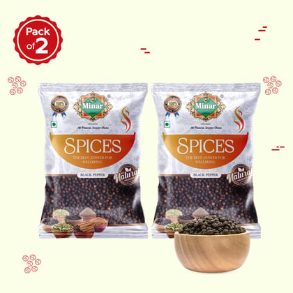 Minar Whole Black pepper sabot 100g Pouch _ pack of  2
