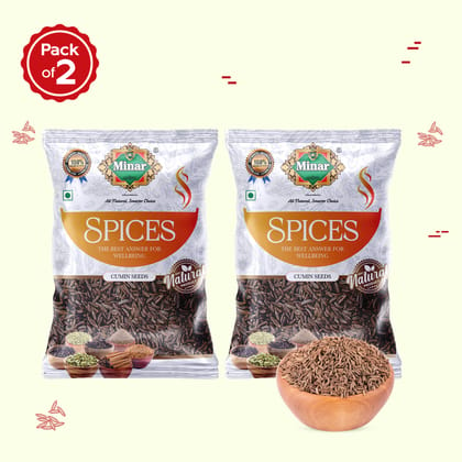 Minar Whole Cumin Seed ( Jeera )100g Pouch _ pack of  2
