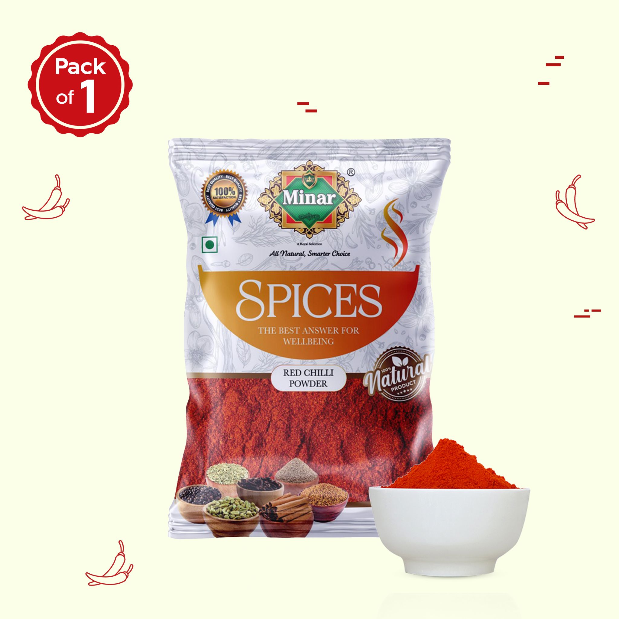 Minar Red chilli powder 100g Pouch _ pack of  1