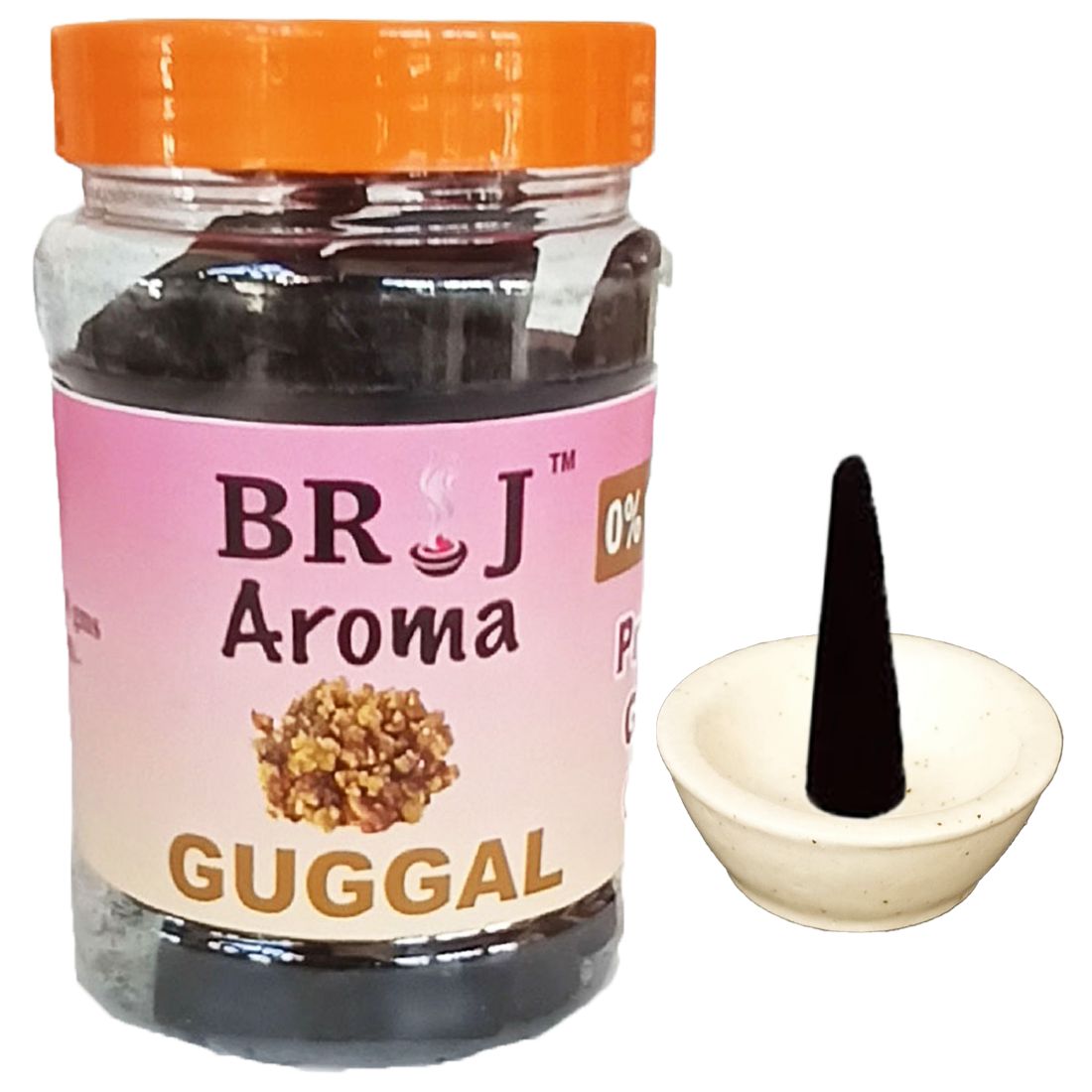 Brij Aroma Guggal Dhoop Cones 200 Grams With Stand | Made In Vrindavan | Approx 100 Cones