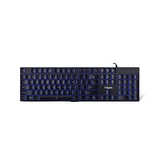 FINGERS Gleaming BlueLit Wired Backlit Keyboard (Spill Resistant | 3 Levels of Brightness | Works Well with Windows® | Mac | Linux)