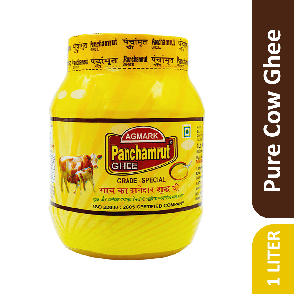 Panchamrut 1 Litre Desi Cow Ghee| AGMARK Cow Desi Ghee| Pure Ghee  (Pack  of  1)