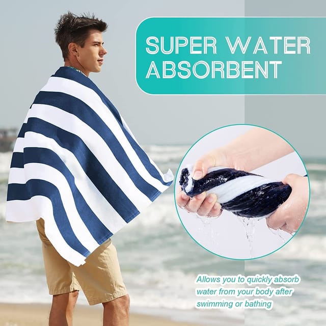 100% COTTON LARGE HOME BEACH BATH TOWEL SOFT ABSORBENT STRIPE TOWELS 90 x  180 cm